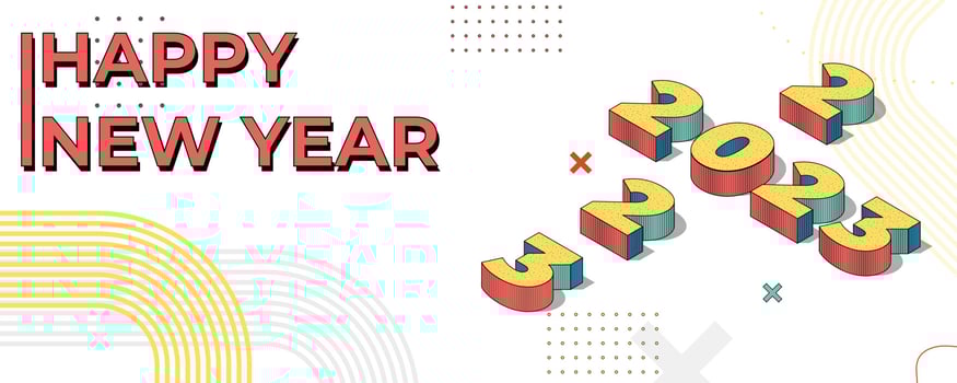 2023 happy new year vector holiday on white background, Numeral 2023 with 3D effect, New year greeting poster, banner