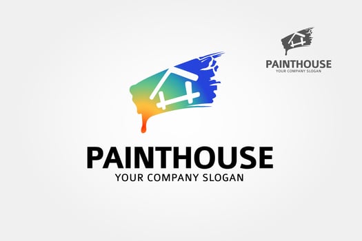 Paint House Vector Logo Template.  Paint house logo design for real estate, symbolize a building or property.