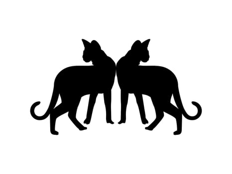 Pair of the Savanah Cat Silhouette for Art Illustration, Logo, Pictogram, Website or Graphic Design Element. Vector Illustration