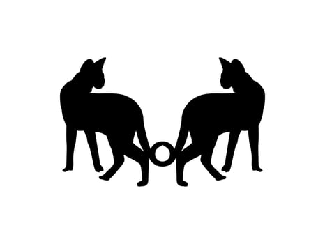Pair of the Savanah Cat Silhouette for Art Illustration, Logo, Pictogram, Website or Graphic Design Element. Vector Illustration