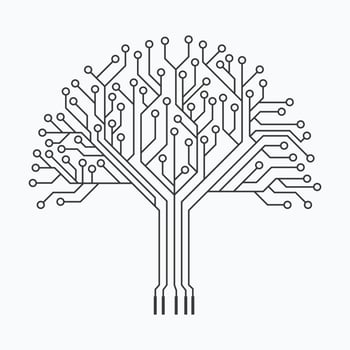 Circuit tree tech logo design. Innovative digital technology concept business icon. vector