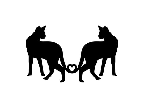Pair of the Savanah Cat Silhouette for Art Illustration, Logo, Pictogram, Website or Graphic Design Element. Vector Illustration