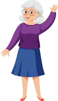 Senior woman waving hand vector
