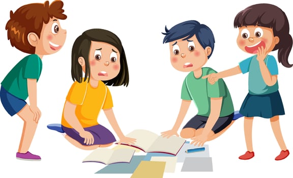 Bullying kids cartoon character vector