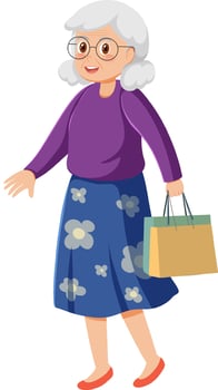 Old woman holding shopping bag vector