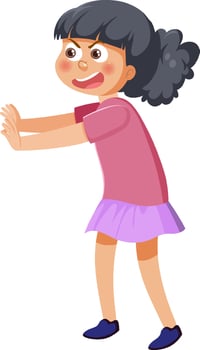 Angry girl with scowl face expression vector