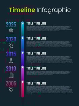 Company milestones timeline template with flat icons. Infographic timeline. Vector illustration.