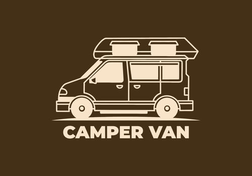 Vintage art illustration of a camper van car vector
