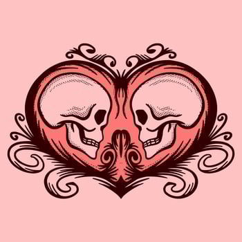 Skull couple Illustration hand drawn sketch colorful for tattoo, stickers, etc vector