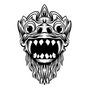 Barong bali Illustration hand drawn sketch for tattoo, stickers, etc vector