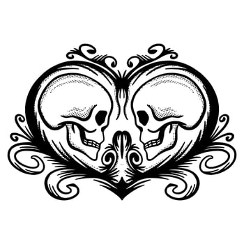 Skull couple Illustration hand drawn sketch for tattoo, stickers, etc vector