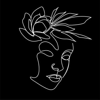 Black and white one line art vector
