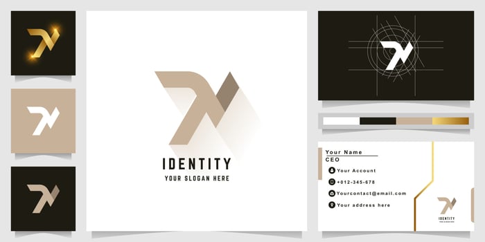 Letter TN or JN monogram logo with business card design vector
