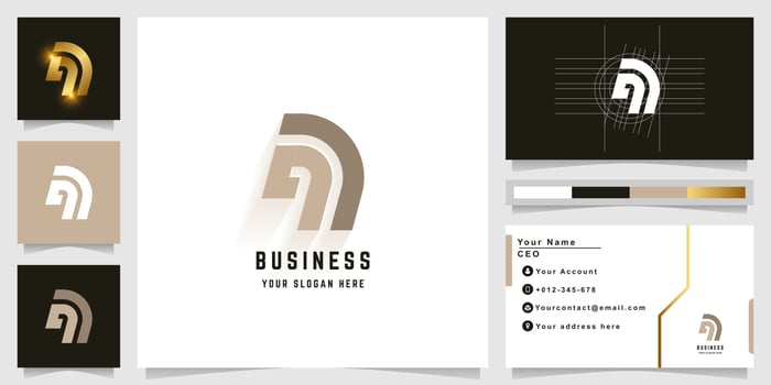 Letter qD or qJ monogram logo with business card design vector