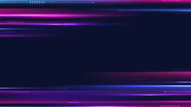 Abstract technology digital futuristic concept  blue and pink neon colors lighting effect motion decoration geometric shapes elements on dark background vector