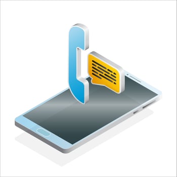 3D phone, chat and smartphone, Isometric communication icon vector