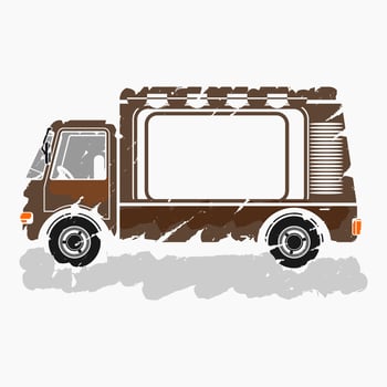 Editable Isolated Brush Strokes Style Side View Mobile Food Truck Vector Illustration for Artwork Element of Vehicle or Food and Drink Business Related Design