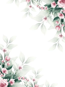 Pink watercolor flower frame png