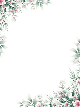 Pink watercolor flower frame png