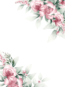Pink watercolor flower frame png