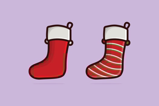 Christmas socks vector icon illustration. Holiday objects icon design concept. Winter clothing, Sport season, Winter season, Fashion design, Winter collection, footwear socks, Cover foot.