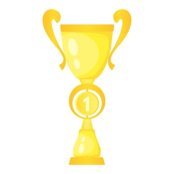 Vector golden trophy champion cup. Championship prize for first place. Victory symbol isolated on white background.