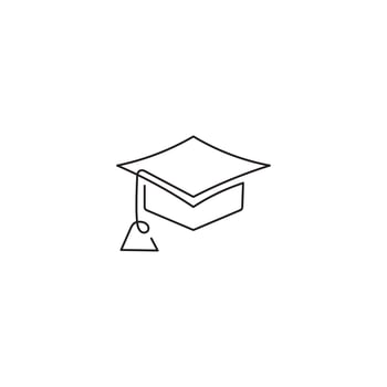 Continuous line graduation cap. a minimalistic graduation cap line monoline logo vector icon illustration