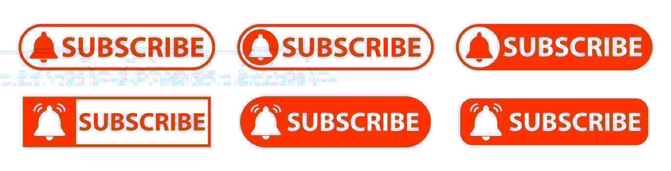 Subscribe button. Set of red subscribe button template. Vector illustration