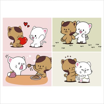 Cute cat love each other wallpaper icon vector