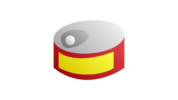 Short Metal Tin Can, Canned Food With White Label vector