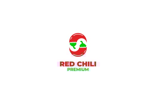 Flat pepper chili logo design vector illustration
