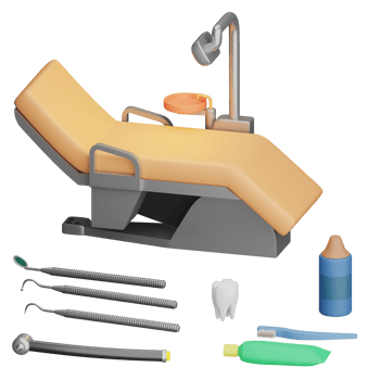 3d rendered dentist set includes tooth, toothpaste, tooth brush, dental unit, dental drill, etc perfect for design project png