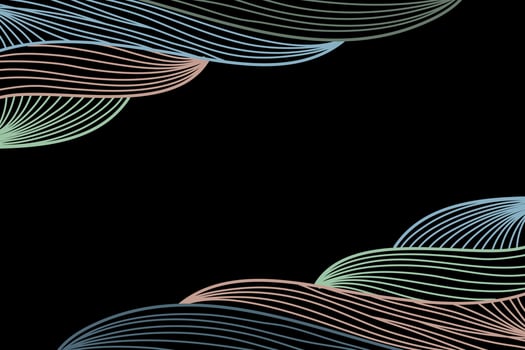 Black background Japanese design line colorful Vector minimal