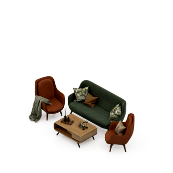 Isometric Table set Perspective 3D render png