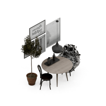 Isometric Table set Perspective 3D render png