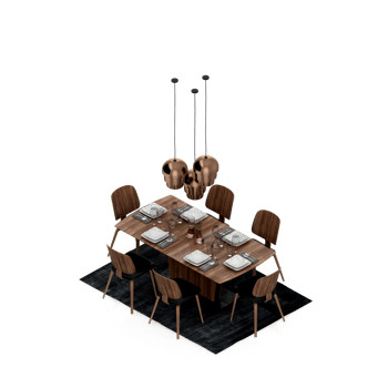 Isometric Table set Perspective 3D render png