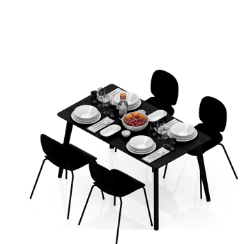 Isometric Table set Perspective 3D render png