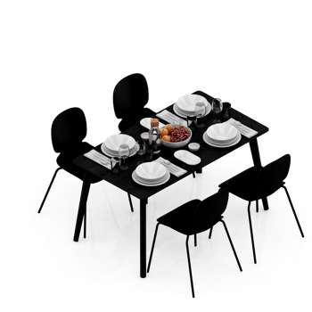 Isometric Table set Perspective 3D render png