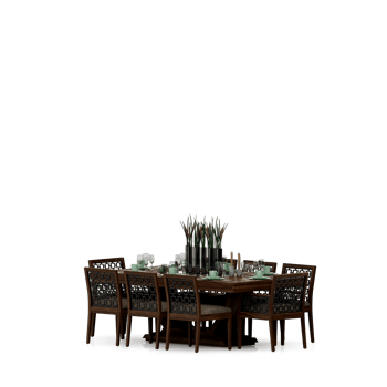 Isometric Table set front 3D render png