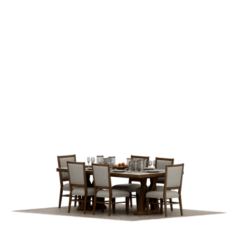 Isometric Table set front 3D render png