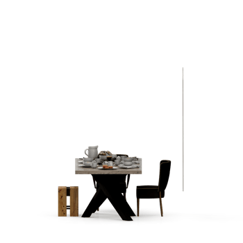 Isometric Table set front 3D render png