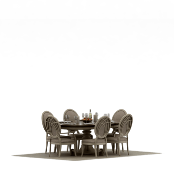 Isometric Table set front 3D render png