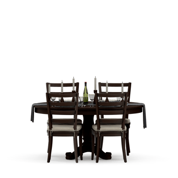 Isometric Table set front 3D render png