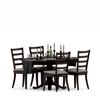 Isometric Table set front 3D render png
