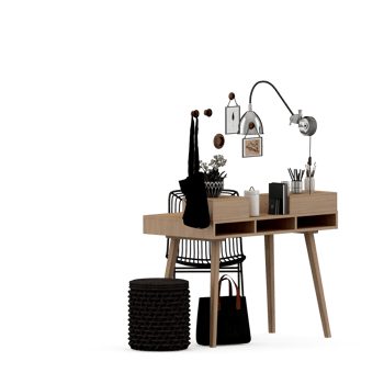 Isometric Table set front 3D render png