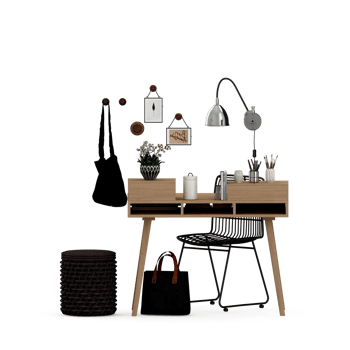 Isometric Table set front 3D render png