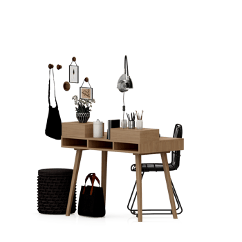 Isometric Table set front 3D render png