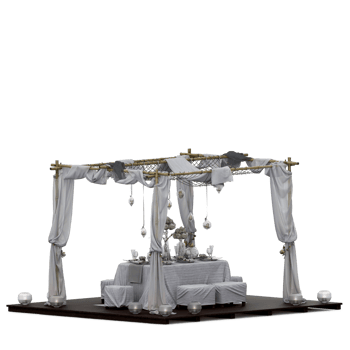 Isometric Table set front 3D render png