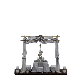 Isometric Table set front 3D render png