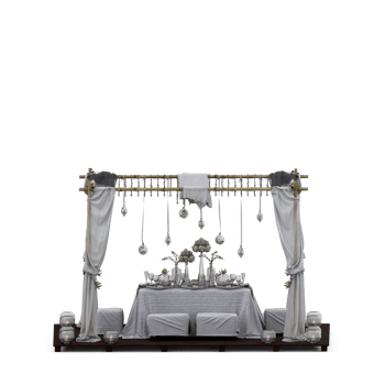 Isometric Table set front 3D render png